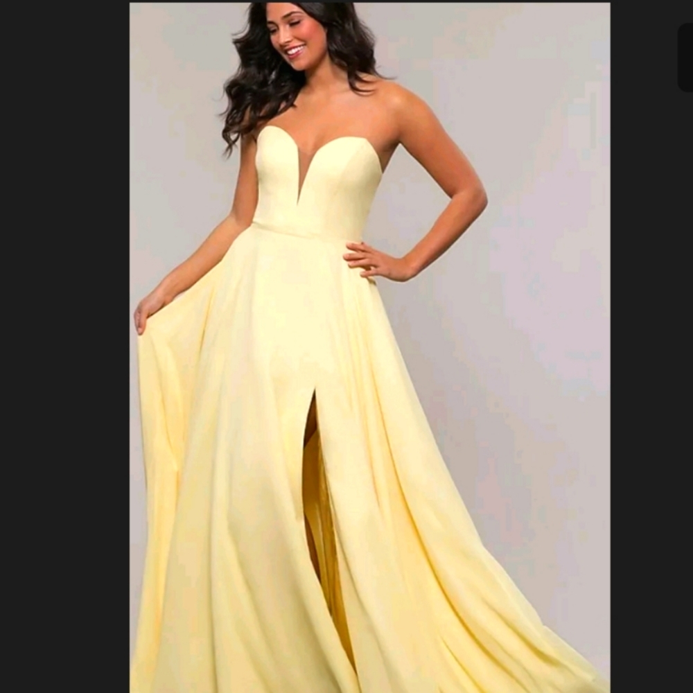 💛 Faviana size 00 S 10232 Sweetheart Neckline Chiffon A-line Gown